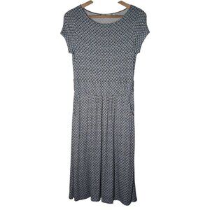 Boden Amelie Jersey Dress Womens UK 10R US 6R Blue Geometric Print Short Sleeve